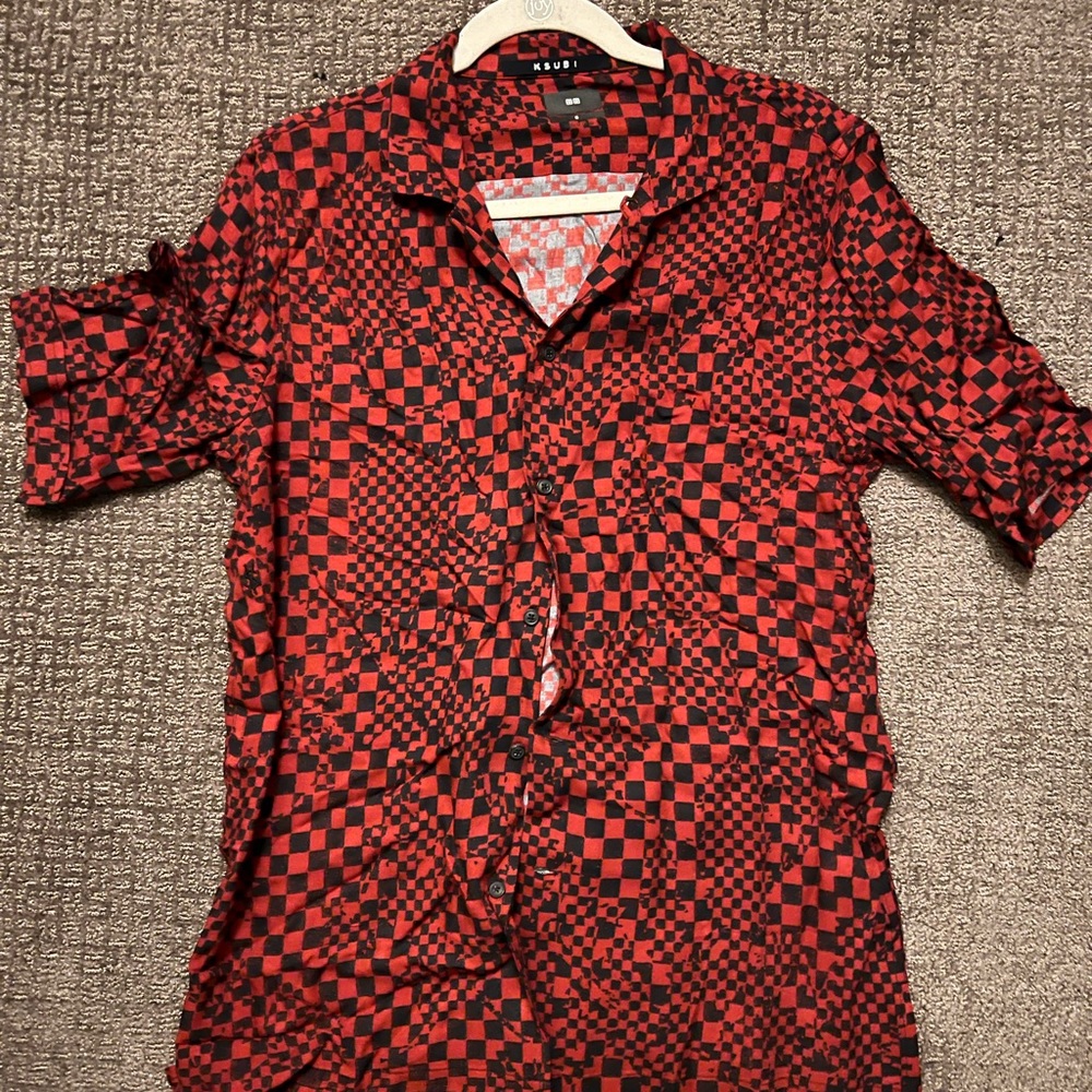 Ksubi Red & Black Short Sleeve Shirt